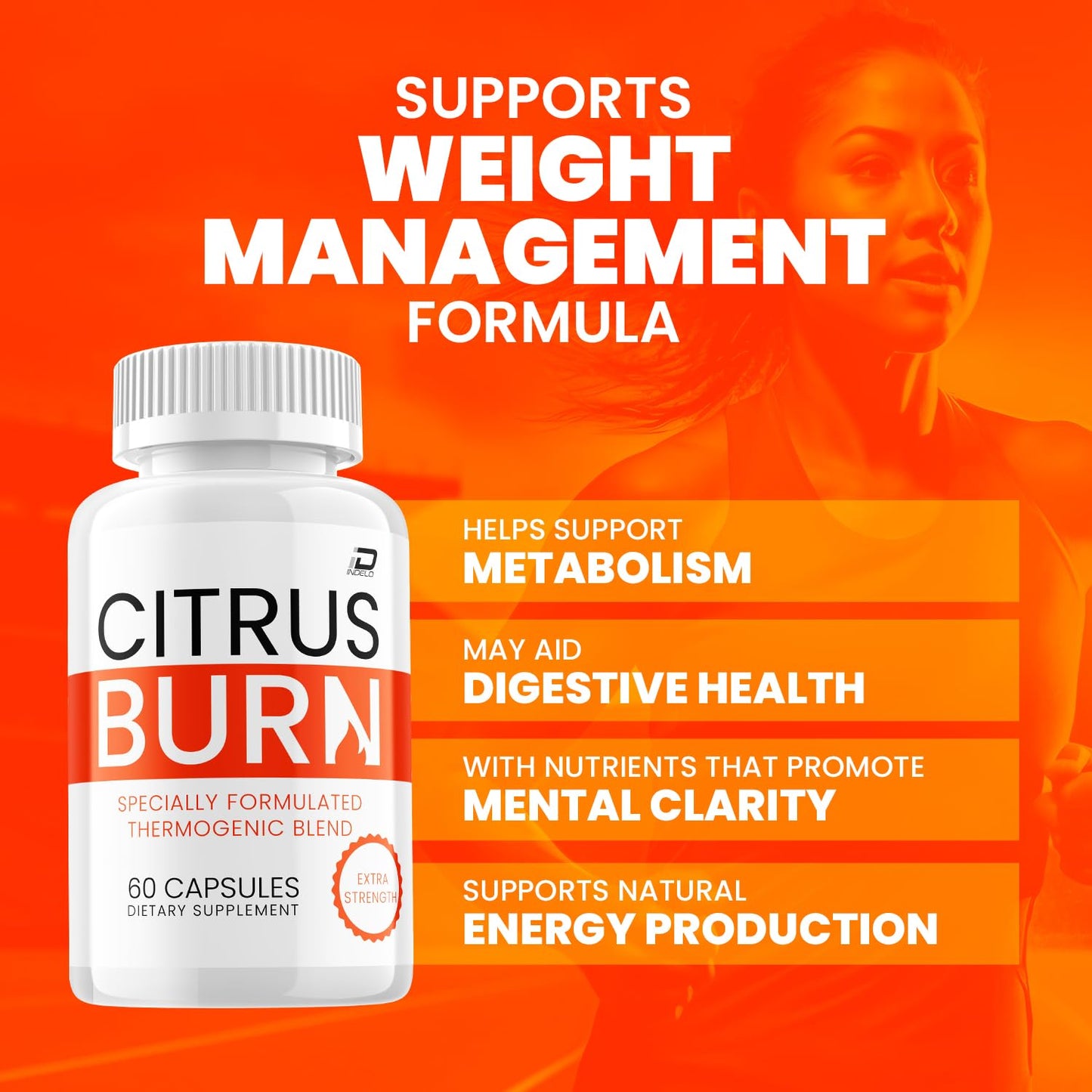 Indelo Citrus Burn Capsules 800MG Dietary Supplement, 180 Capsules