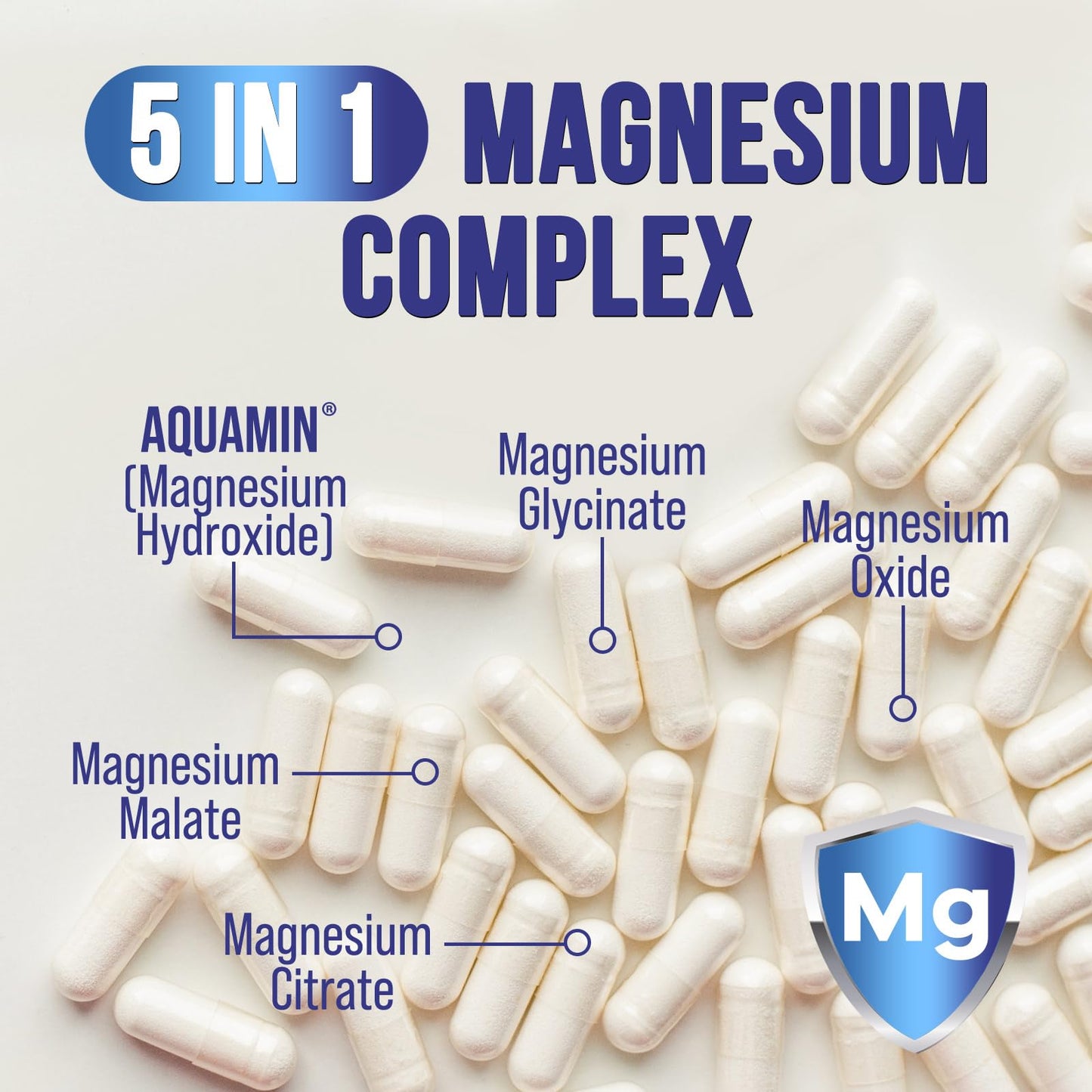 Health Nutrition Naturals Magnesium Complex 500mg per Serving Capsules, 120 Count