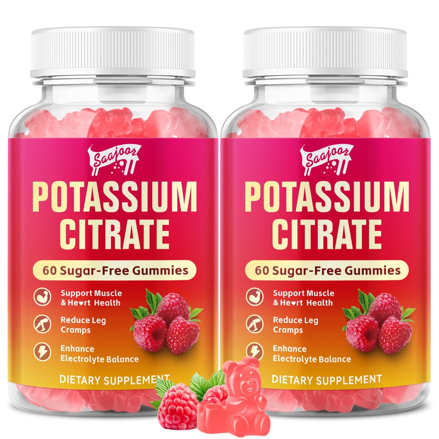 Saajoor Potassium Citrate Gummies 1000mg, 2 Pack