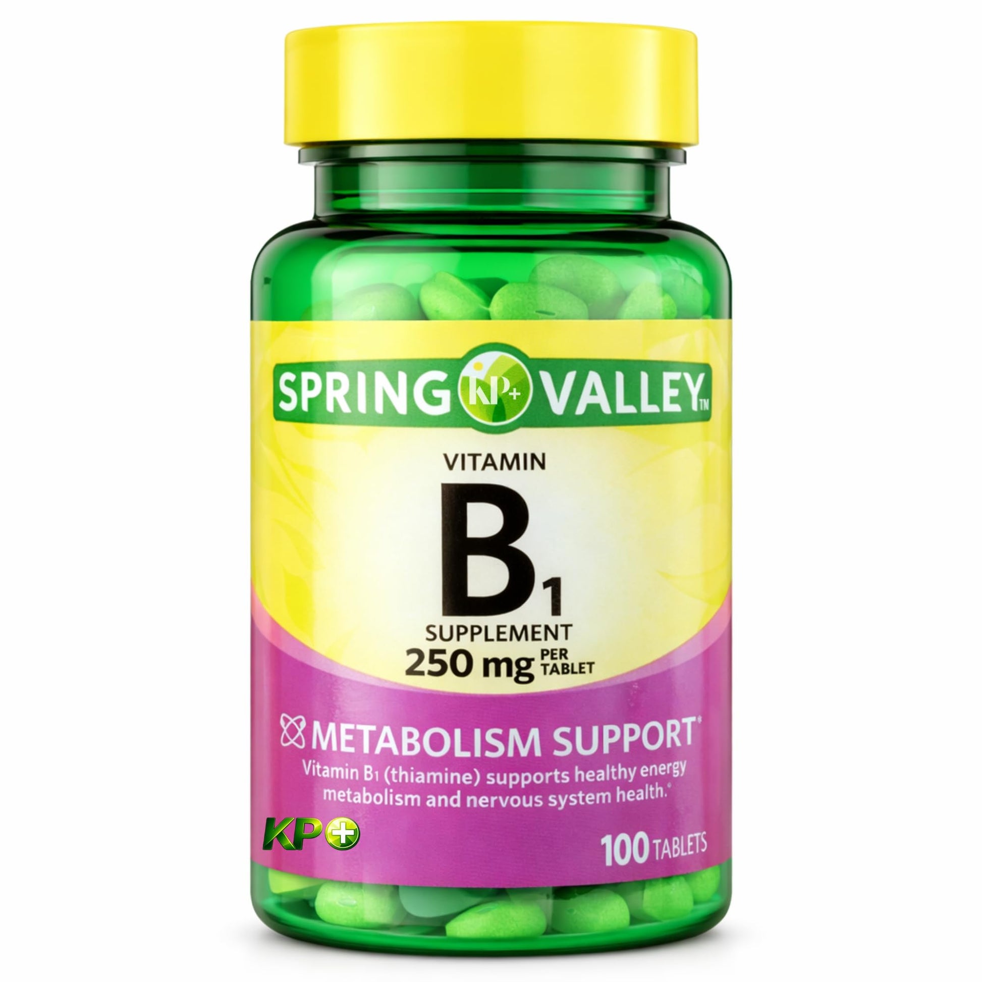 KP+ Vitamin B1 250 mg Thiamine Supplement for Energy & Metabolism Support Tablet, 100 Count