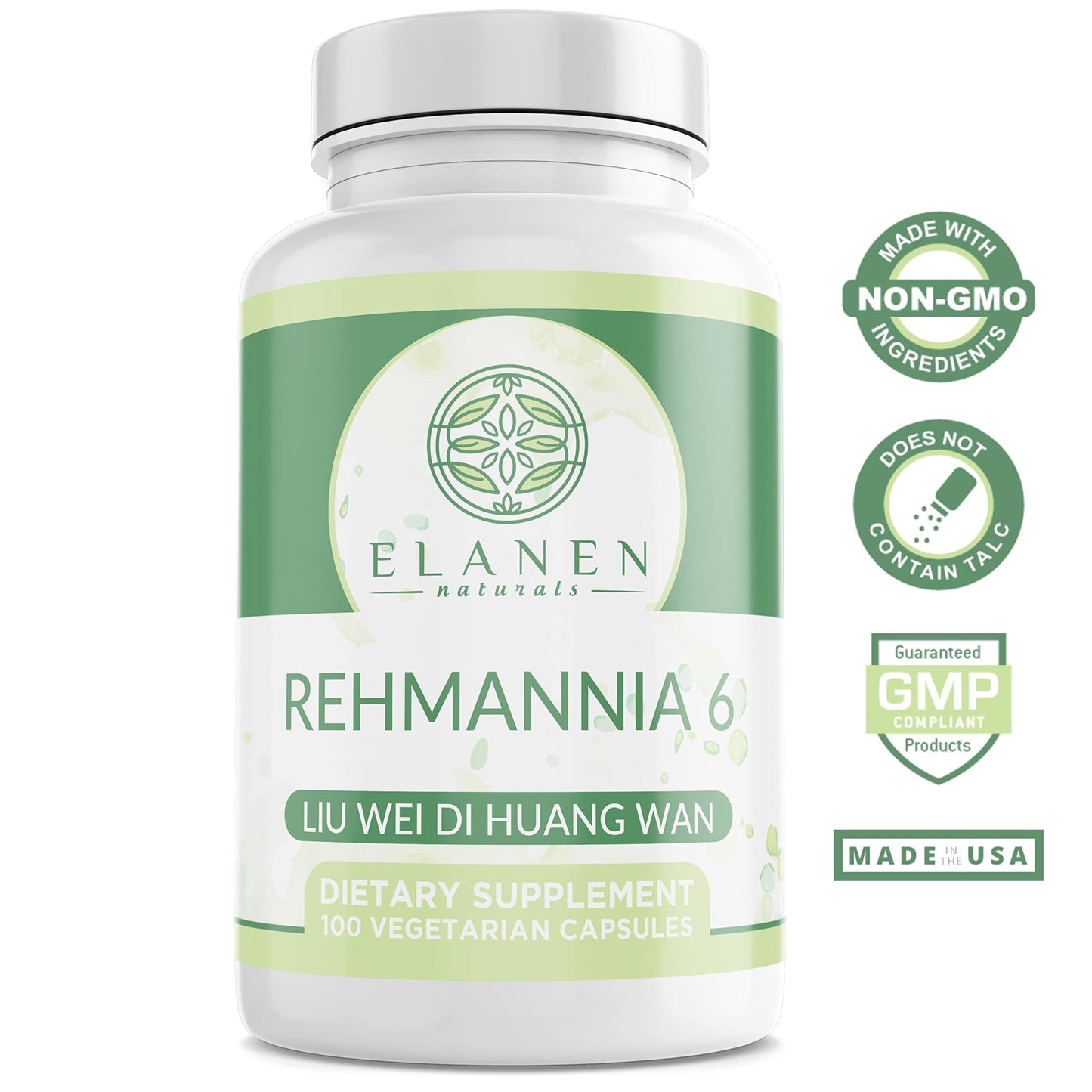 Elanen Naturals Liu Wei Di Huang Wan, Rehmannia 6, Six Flavor Rehmannia, 100 Capsules