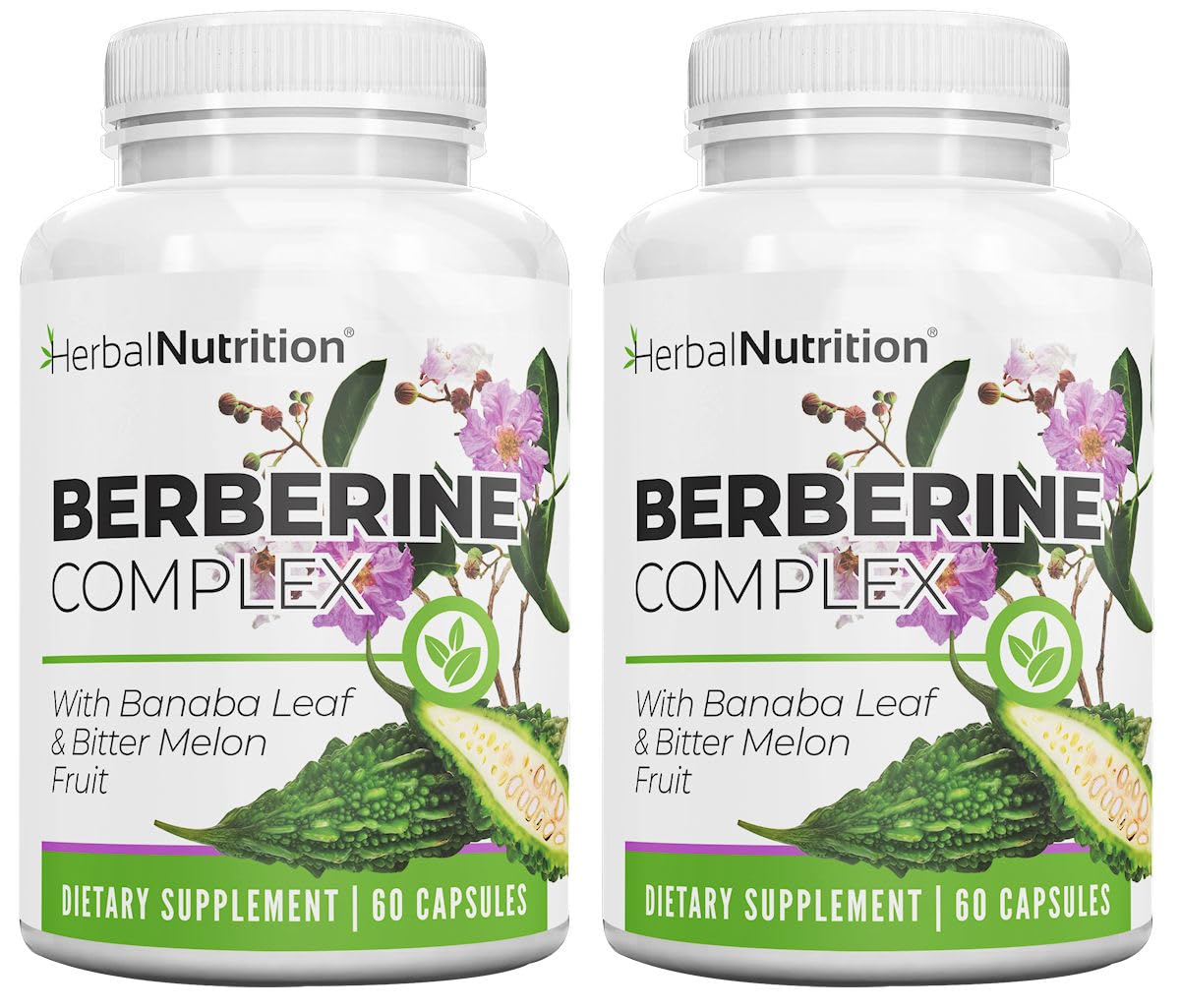 Herbal Nutrition Berberine Complex 1250mg of Berberine HCL, Banaba Leaf and Bitter Melon Extract Capsule, 120 Count