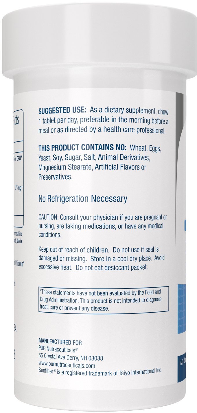 PUR Nutraceuticals Children's Probiotics + Prebiotics Chewable Tablets 60