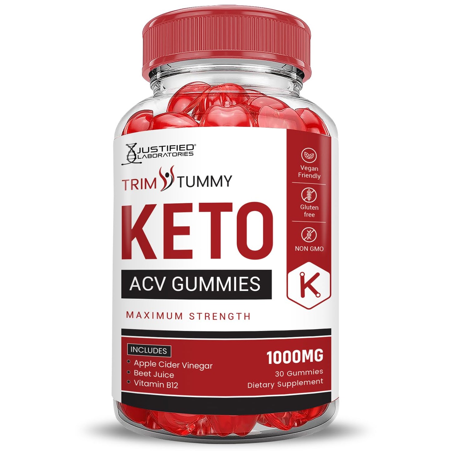 Justified Laboratories Trim Tummy Keto ACV Gummies Advanced Formula 1000MG, 60 Count