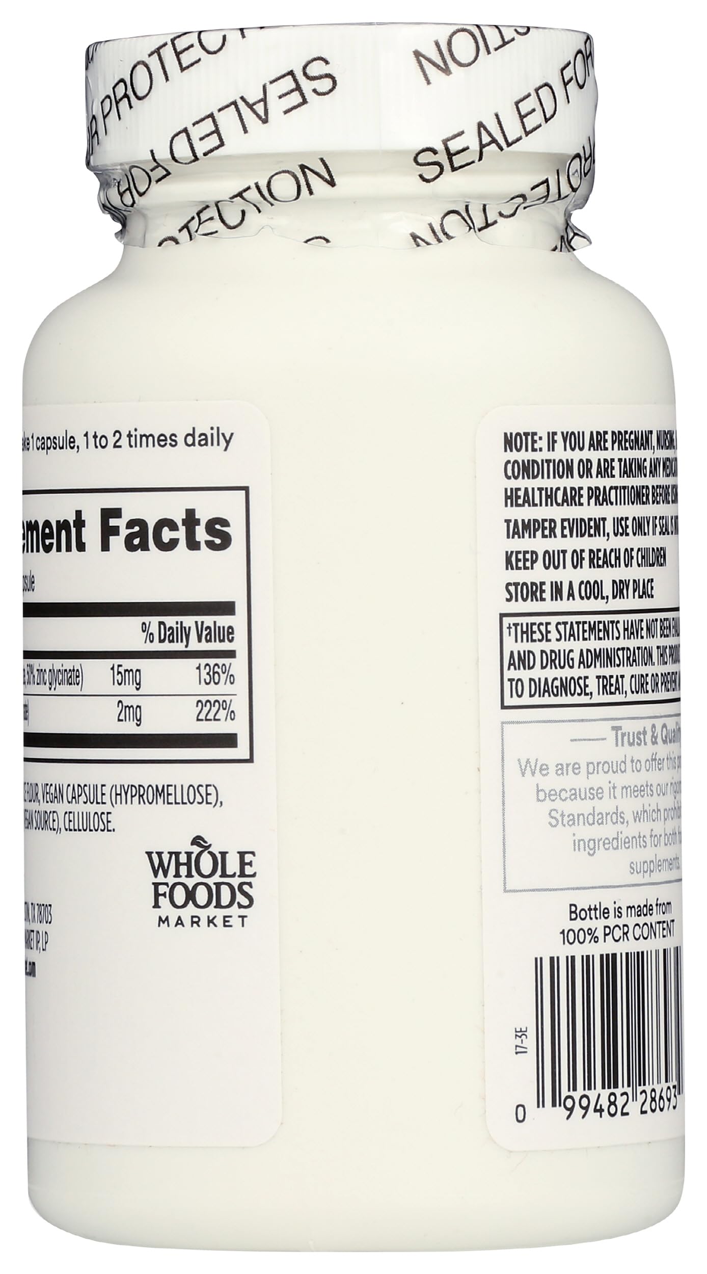 365 by Whole Foods Market Chelated Zinc plus Copper Capsules, 120 Count