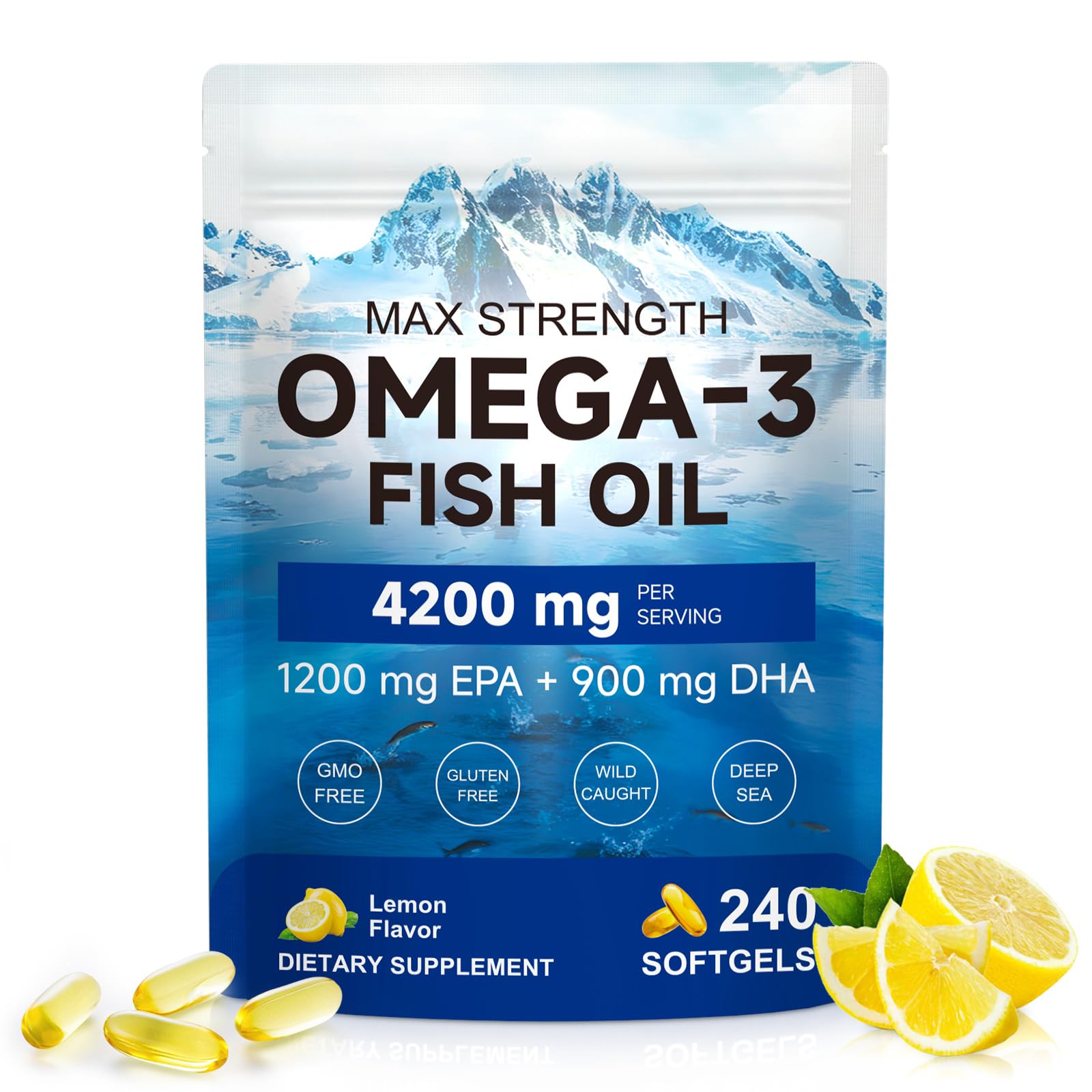 IFUDOIT Triple-Strength Omega 3 Fish Oil Softgels 240