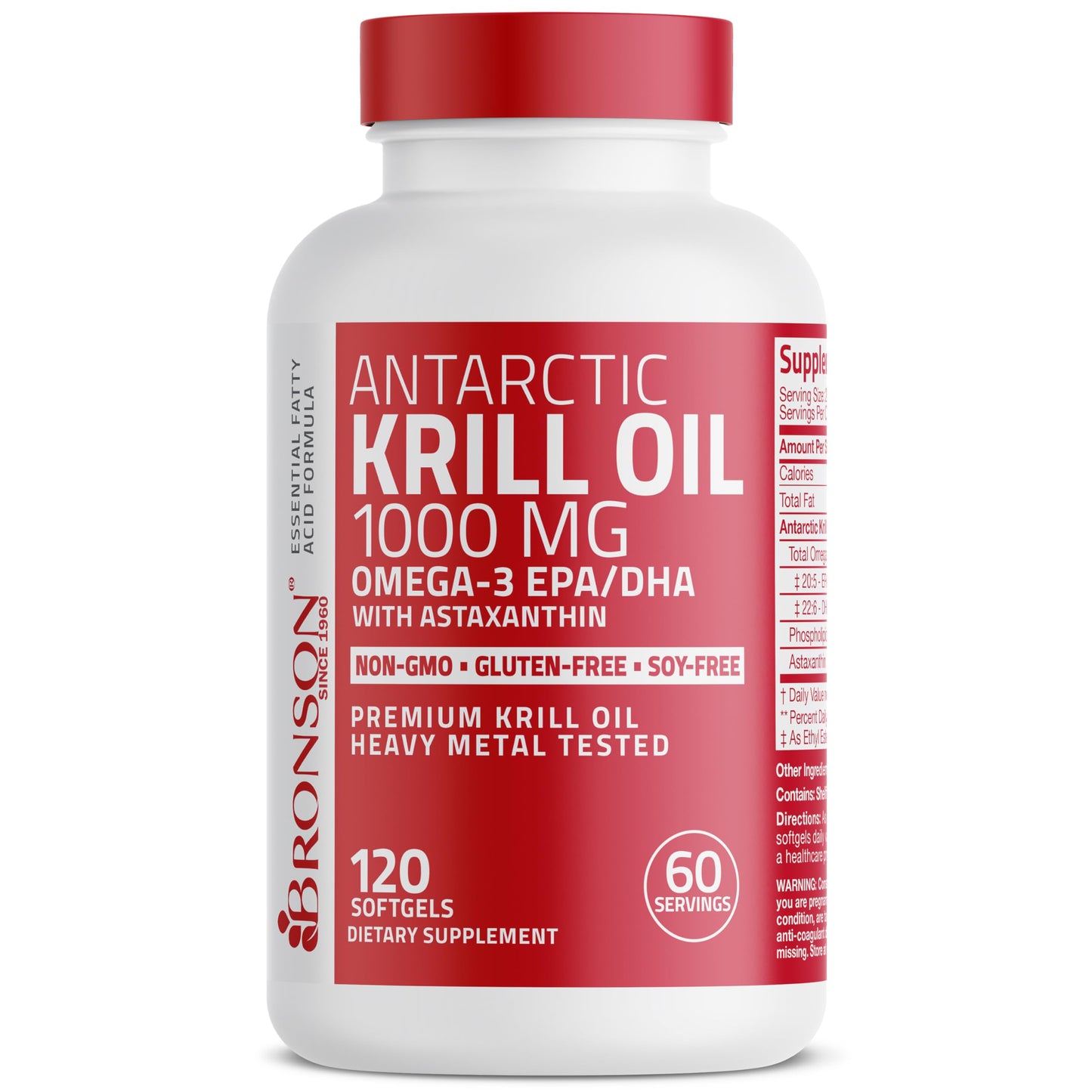Bronson Antarctic Krill Oil 1000 mg with Omega-3s Softgels, 120 Softgels