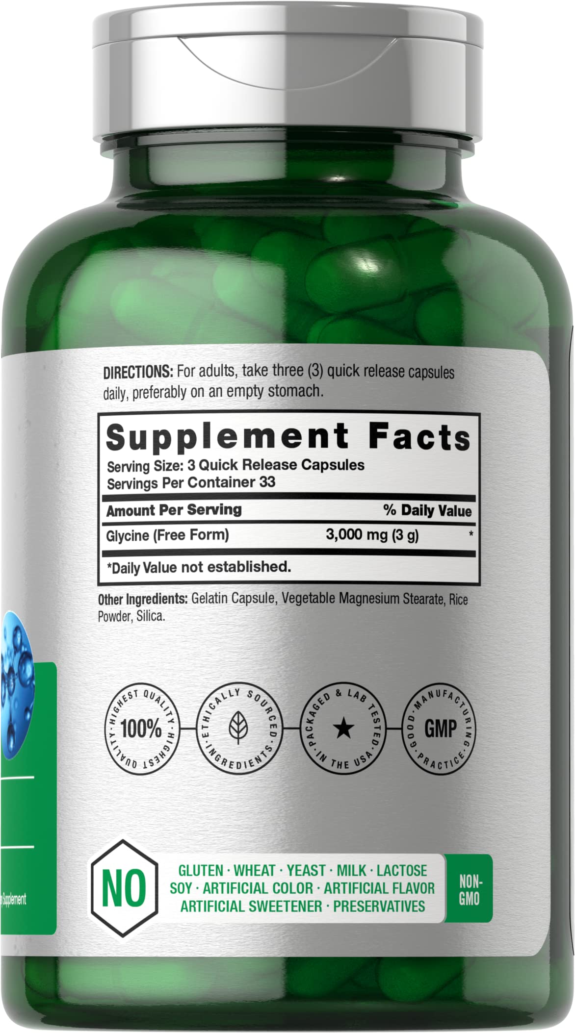 Horbäach Glycine 3000mg Supplement Capsule, 100 Count