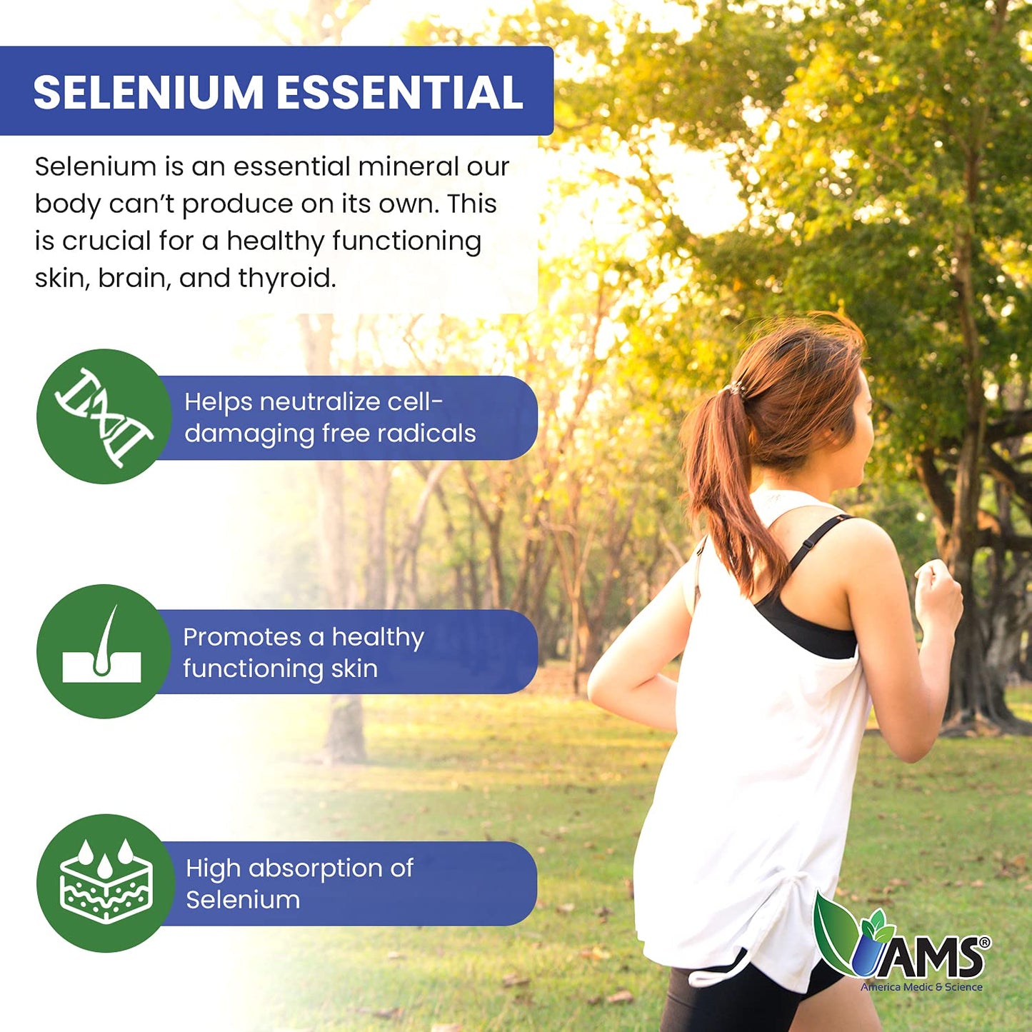 America Medic & Science Selenium 200 mcg Tablets 60 Count