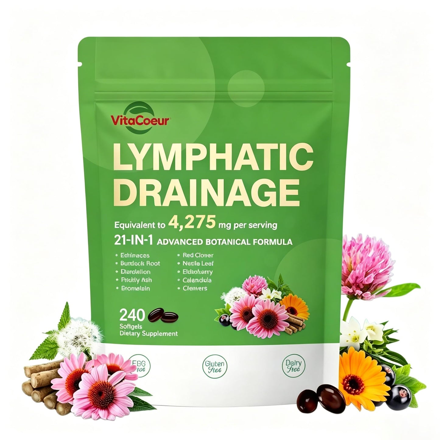 VitaCoeur Lymphatic Drainage Supplement Softgels 240