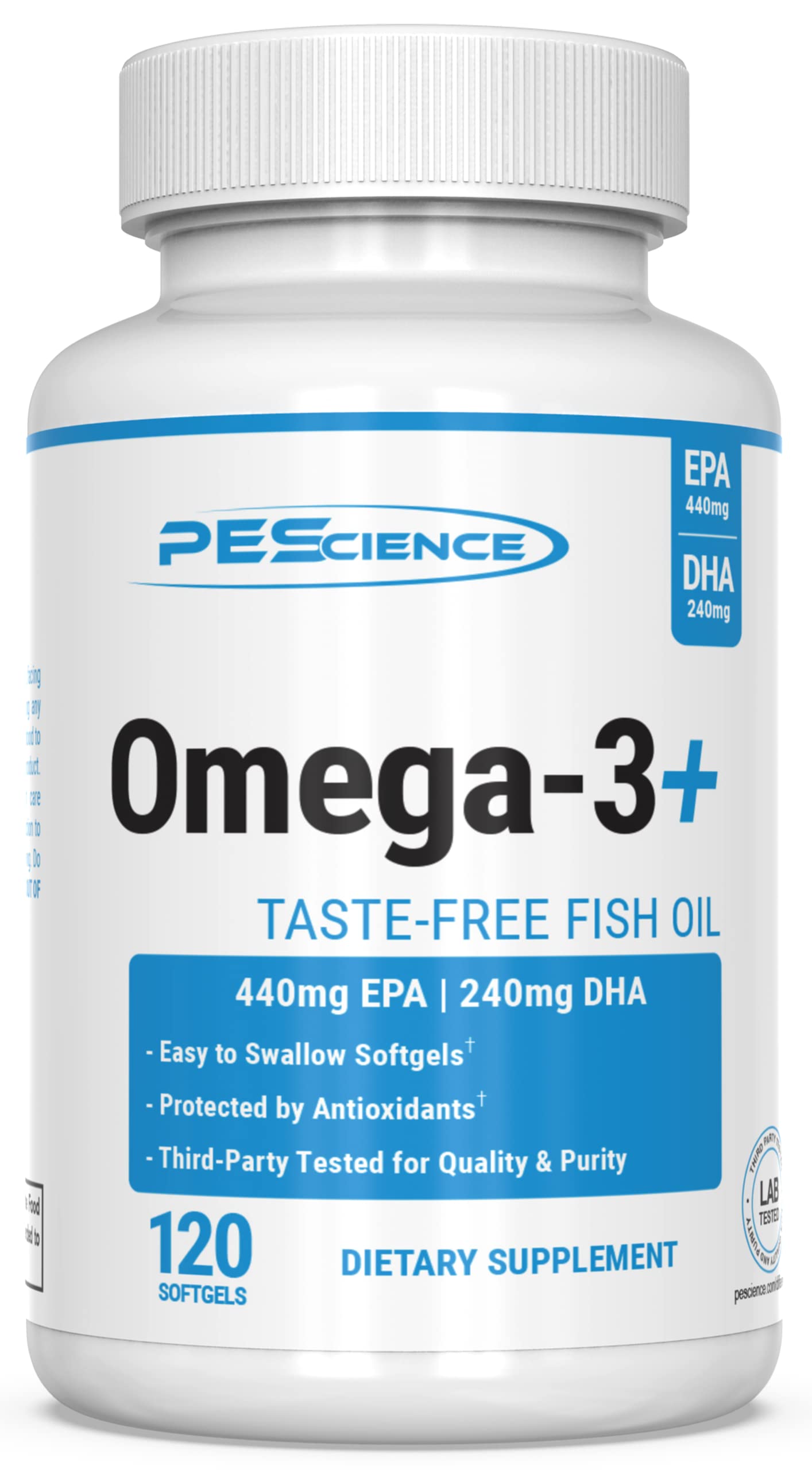 PEScience Omega-3+ Fish Oil Supplement Softgel 120 Count