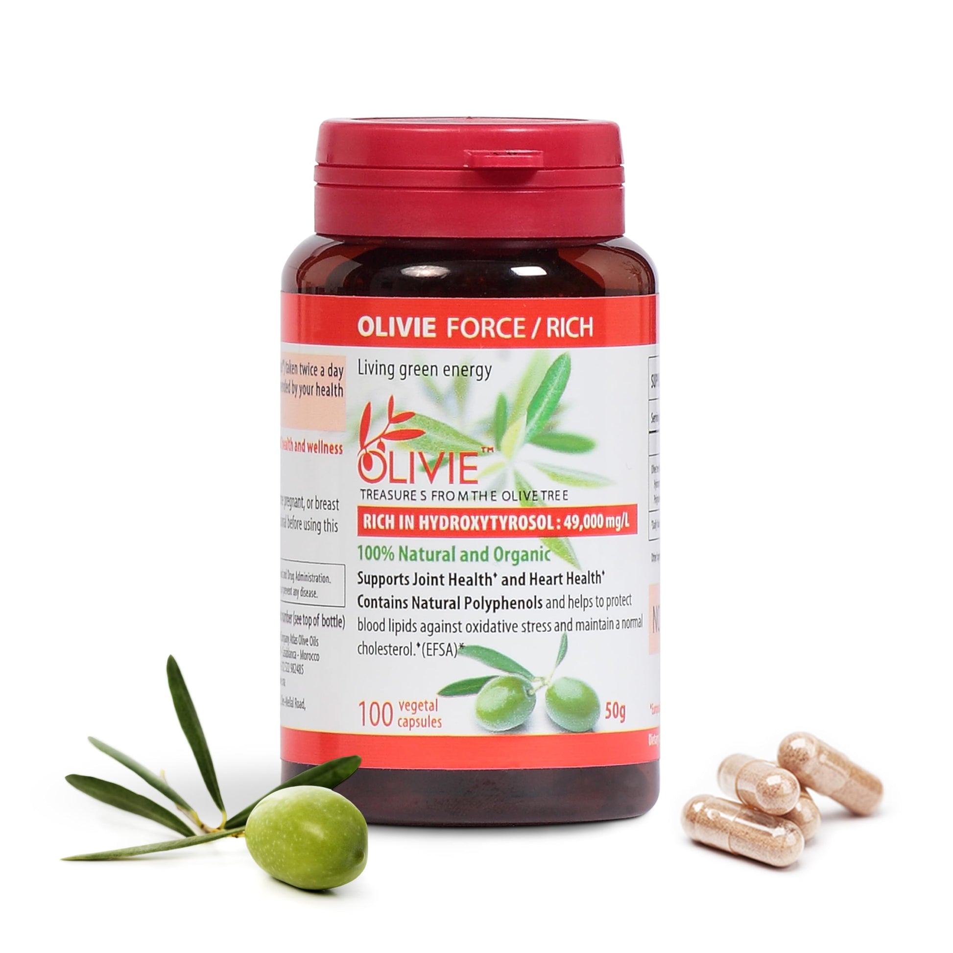OLIVIE LES BIENFAITS DE L'OLIVIER Olivie Force/Rich Olive Leaf & Fruit Antioxidant Supplement Capsules 100