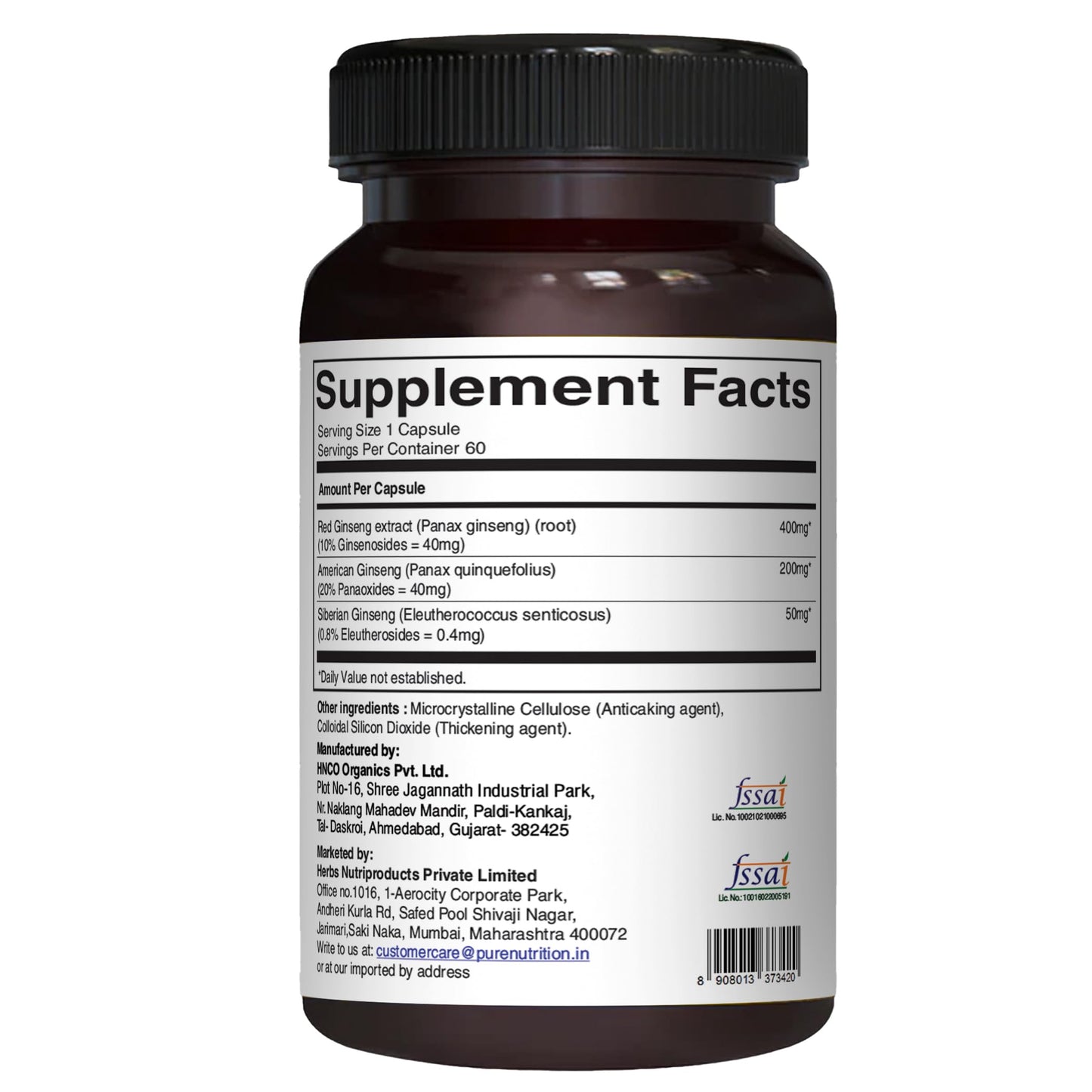 Pure Nutrition Natural Treasures Triple Ginseng Capsule 60 Veg Caps
