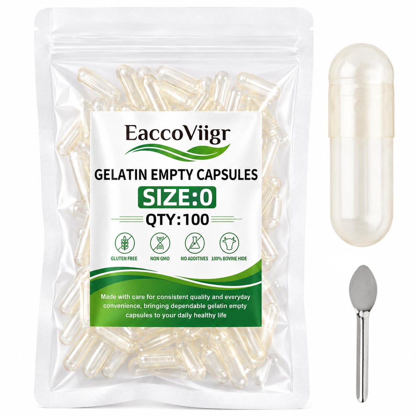 EaccoViigr Size 0 Gelatin Empty Capsules, 1000 Count