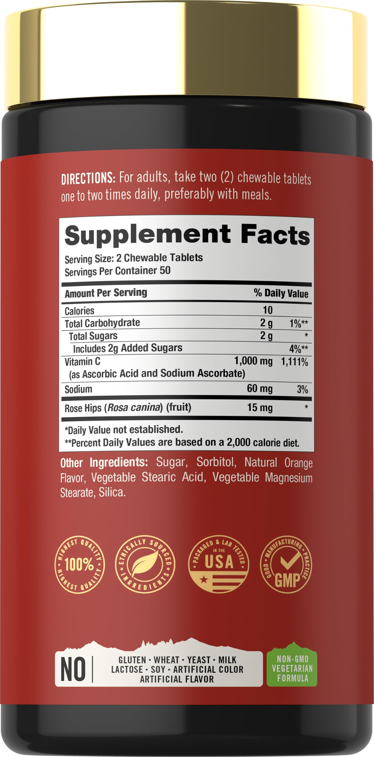 Carlyle Vitamin C 1000mg Chewable Tablets, 100 Count
