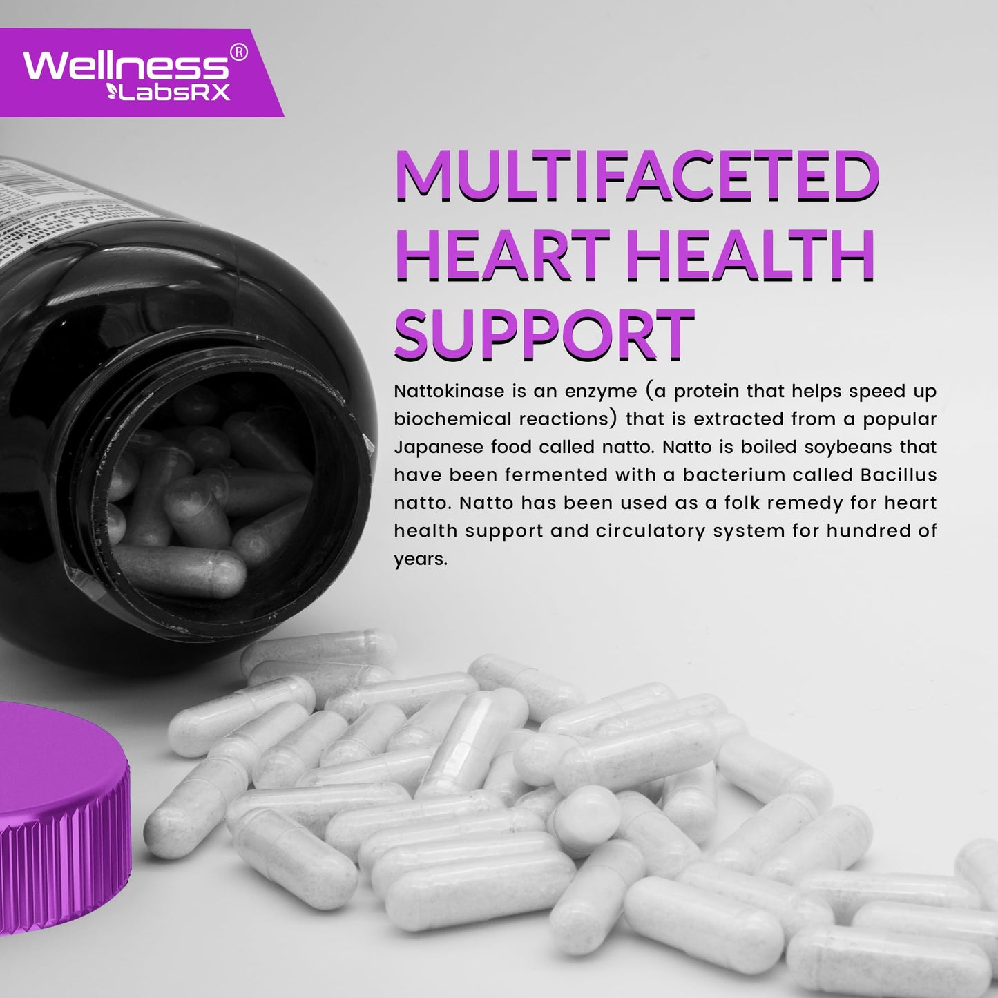 WELLNESS LABSRX Nattokinase Supplement Capsules 5000 FU, 240 Capsules