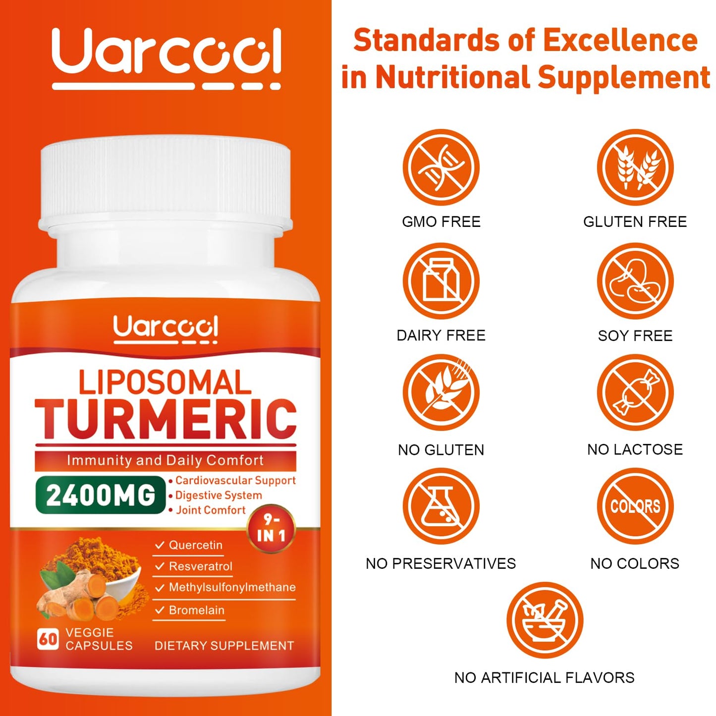 Uarcool Turmeric Curcumin Supplement Capsule 60 Count