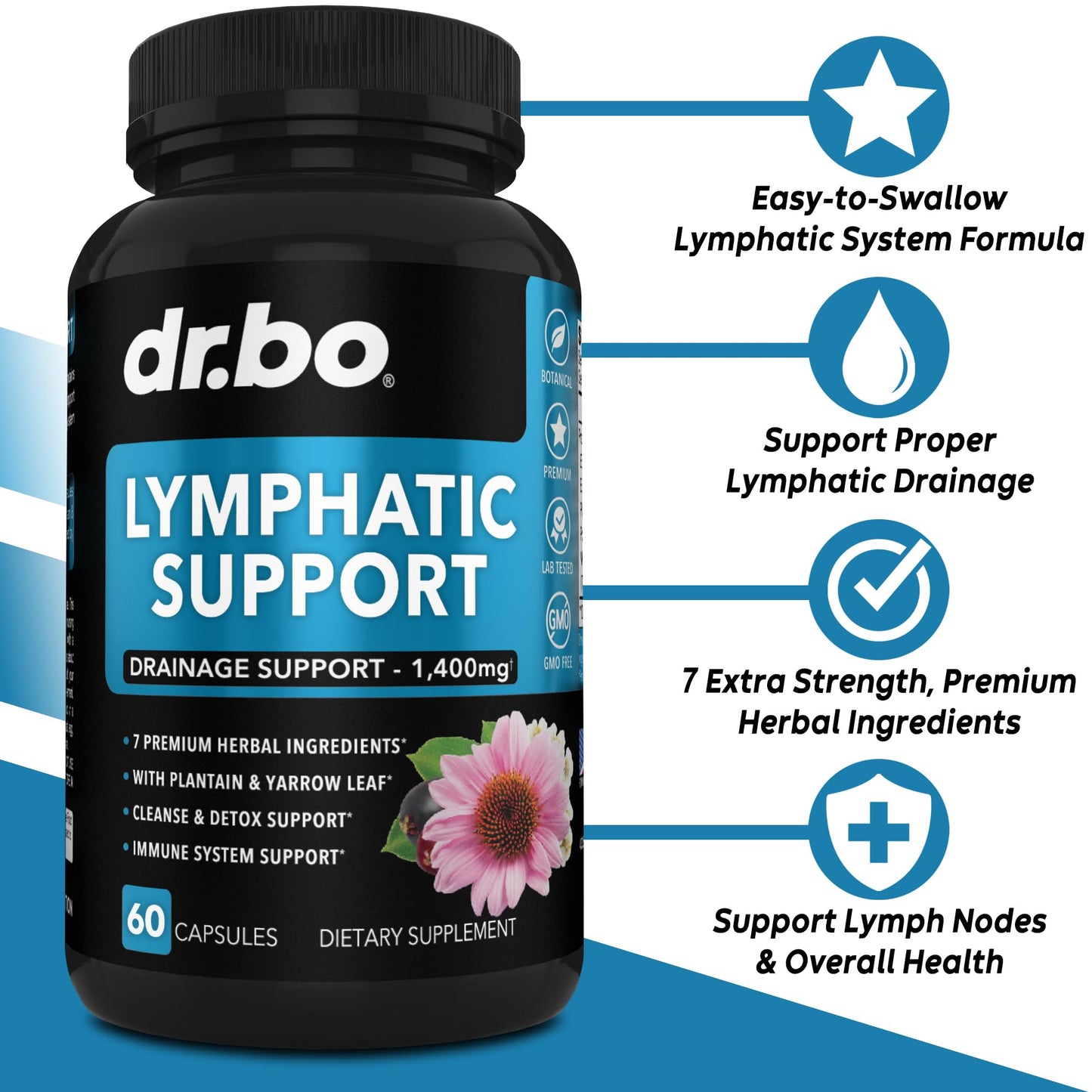 DR. BO Lymphatic Drainage Supplements Capsules, 60 Count
