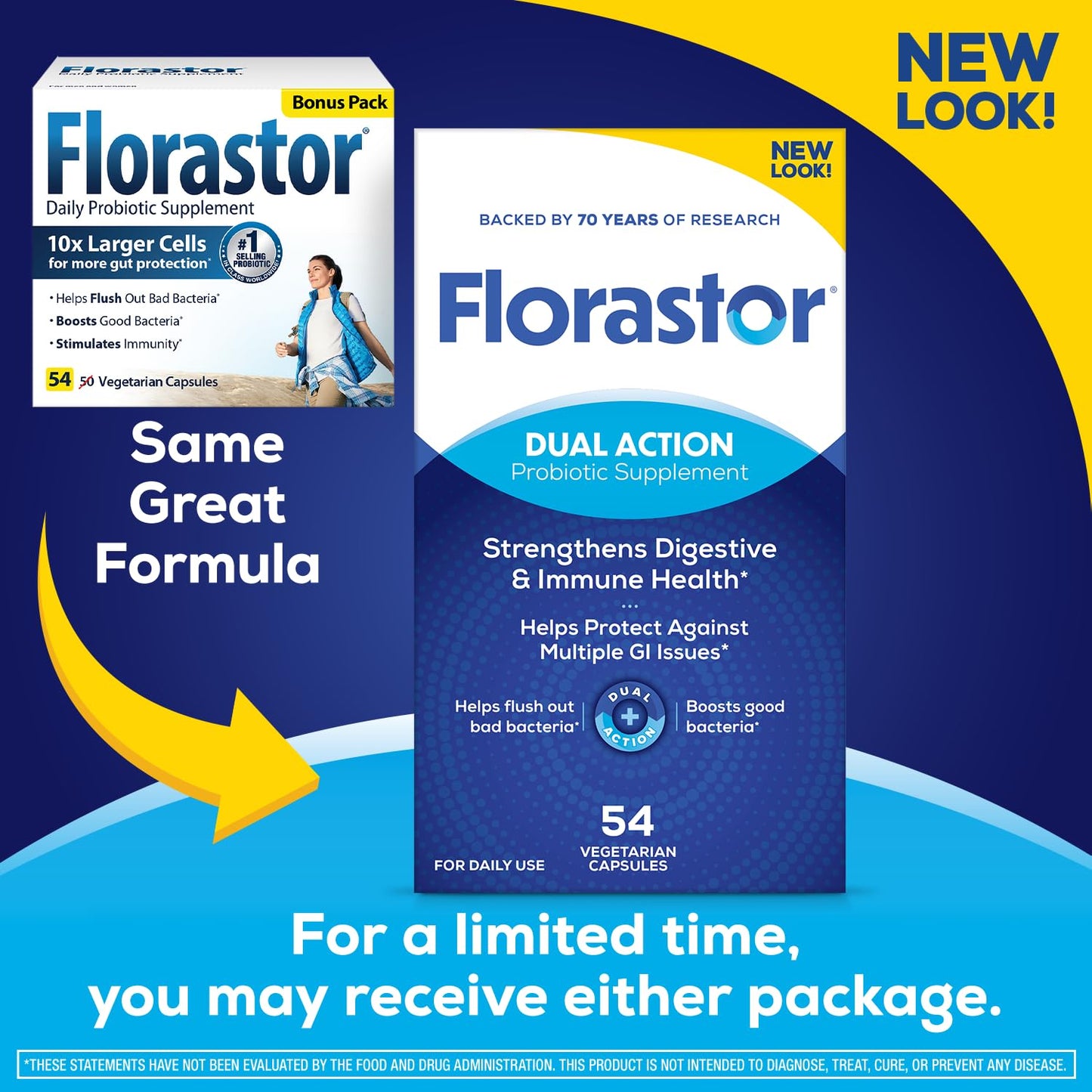 Florastor Probiotics for Digestive and Immune Health Capsules, 54 Count