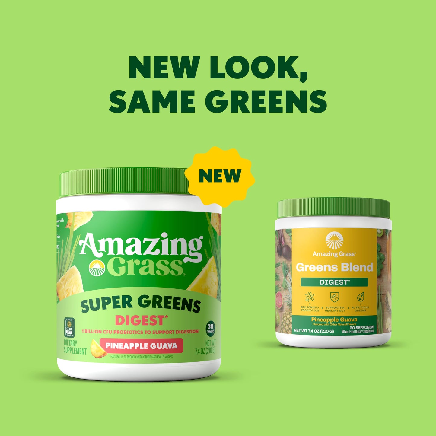Amazing Grass Super Greens Digest Pineapple Guava Powder 7.4 Ounce
