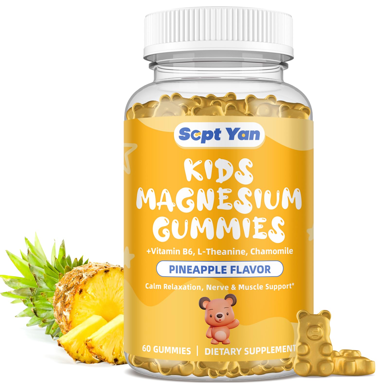 SEPT YAN Magnesium Gummies for Kids, 60 Count