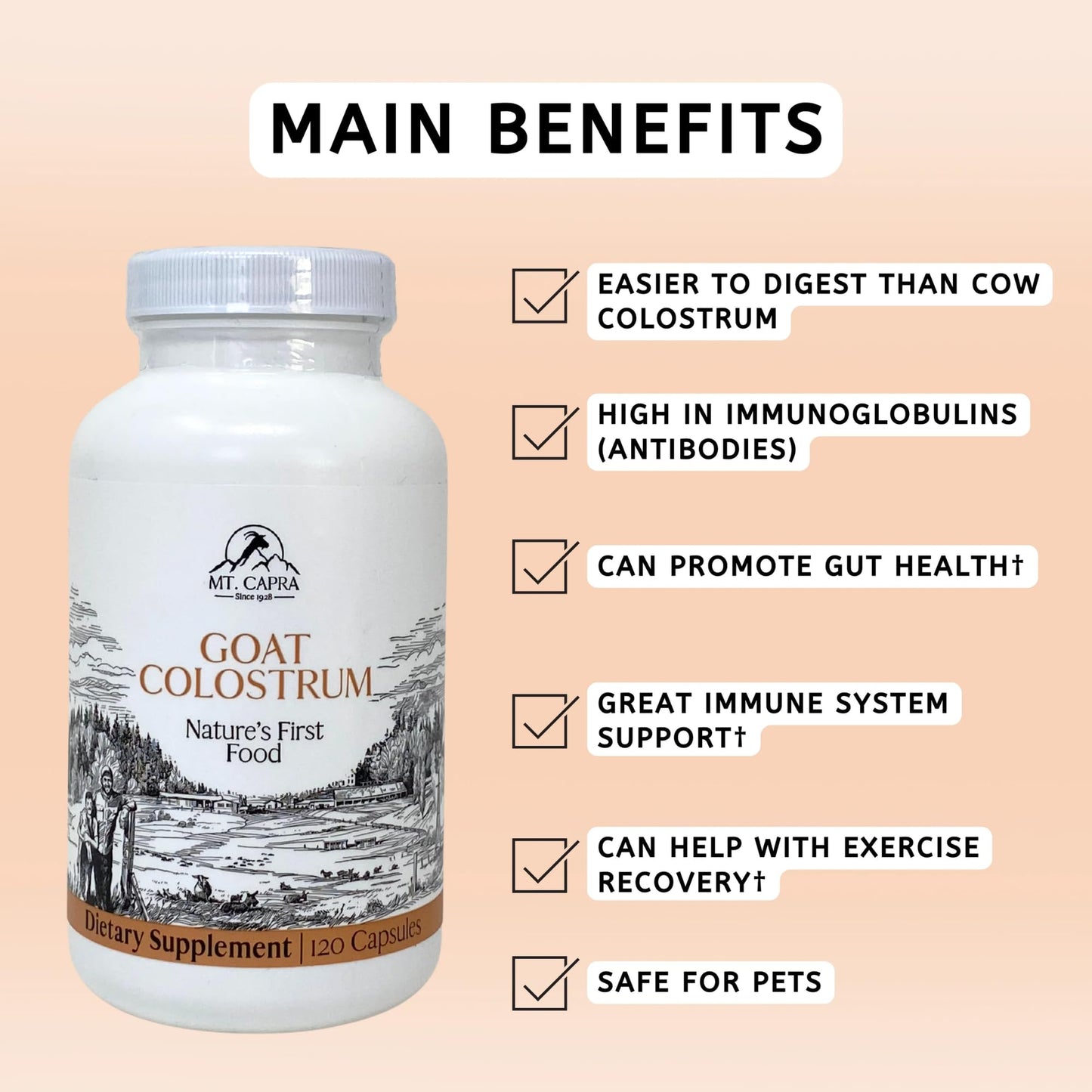 Mt Capra Goat Colostrum Capsules 120 Count