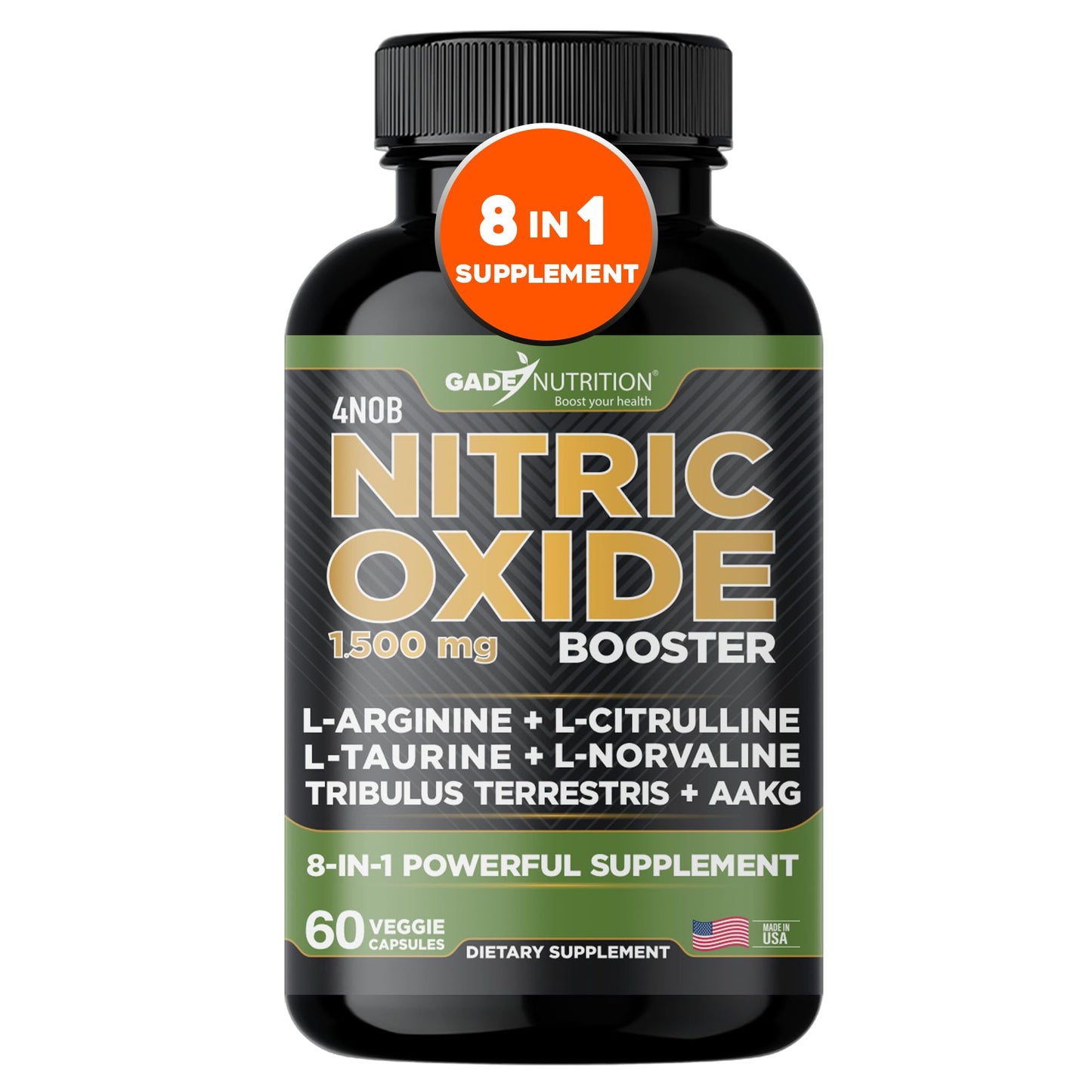 Gade Nutrition Nitric Oxide Supplement L-Arginine Capsules 60 Count