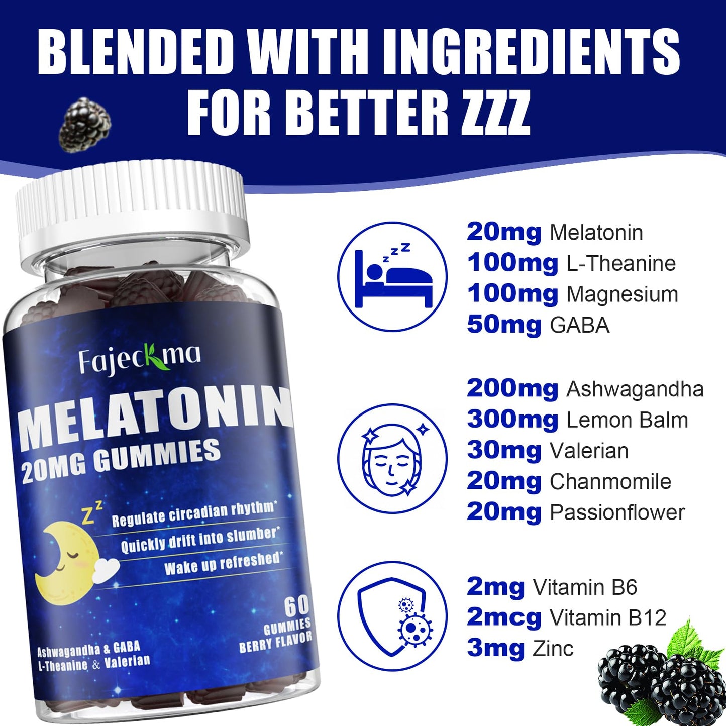 Fajeckma Melatonin Gummies 20mg, 120 Count