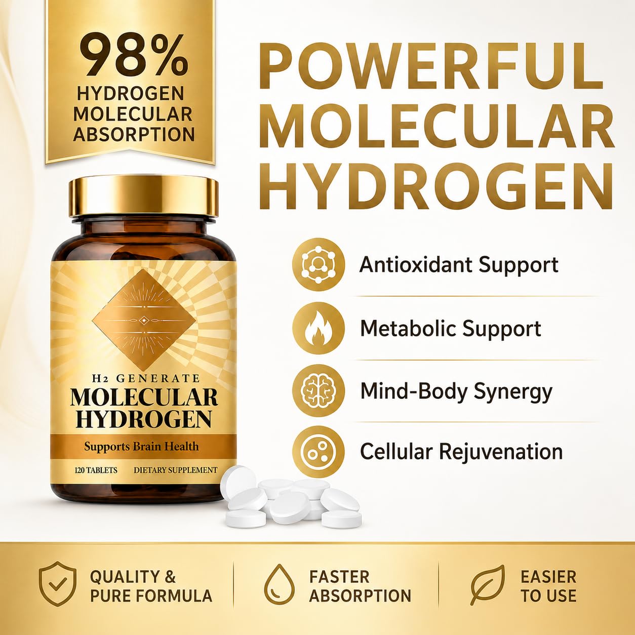 QDXHAYC Molecular Hydrogen Tablets with Magnesium, 360 Tablets