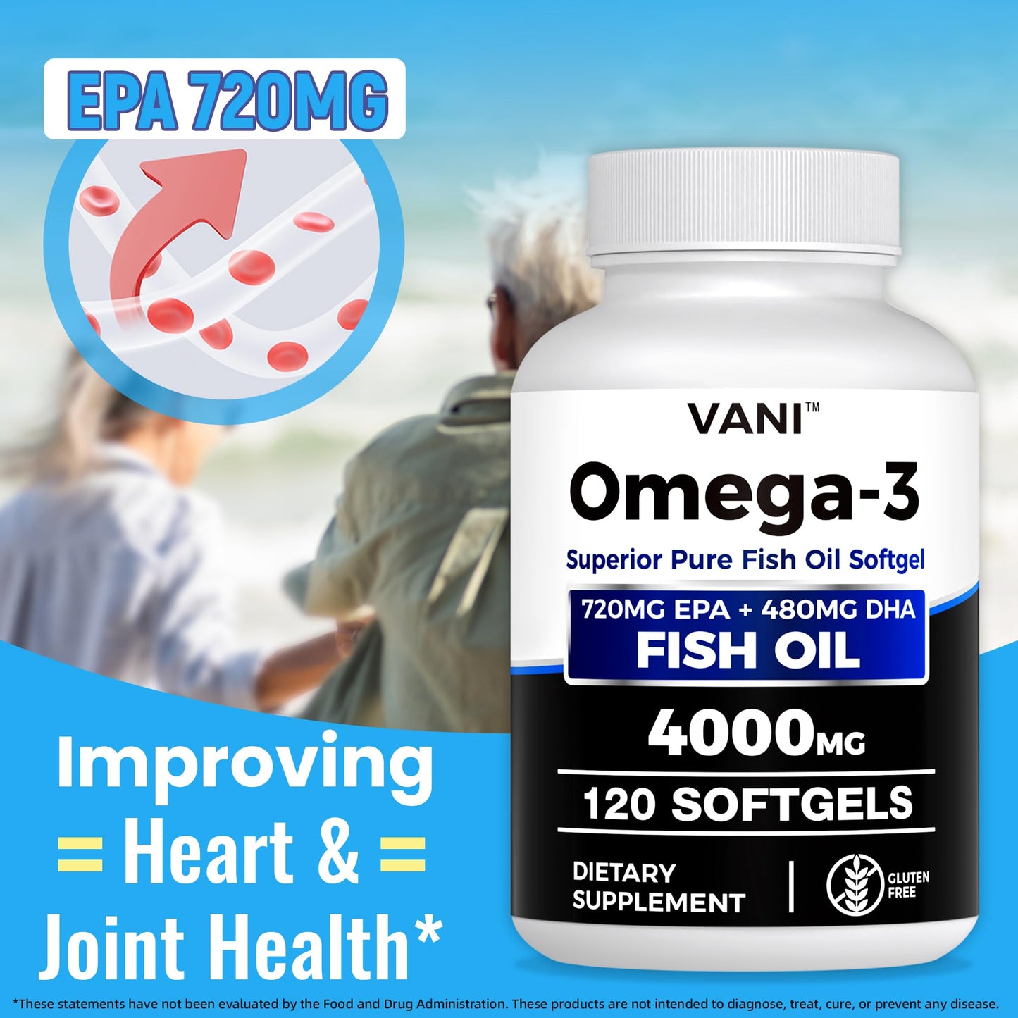 VANI Fish Oil Omega 3 (4000mg) Softgels 120