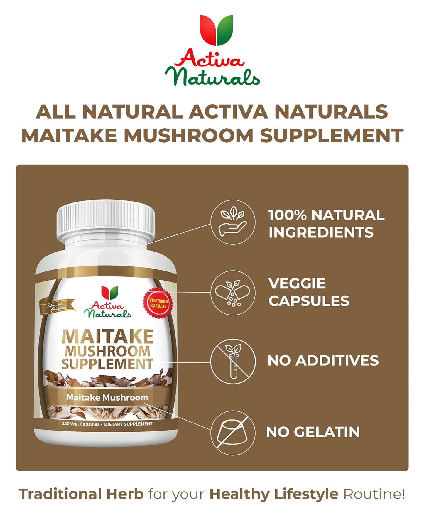 Activa Naturals Maitake Mushroom 120 Capsules