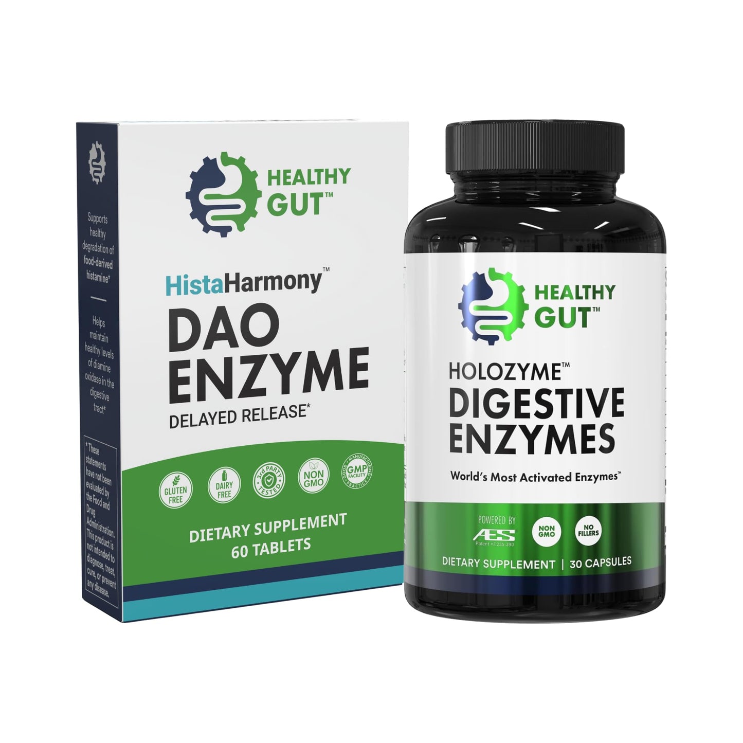 Healthy Gut HistaHarmony 60 Tablets and HoloZyme Digestive Enzymes 30 Capsules, 90 Count