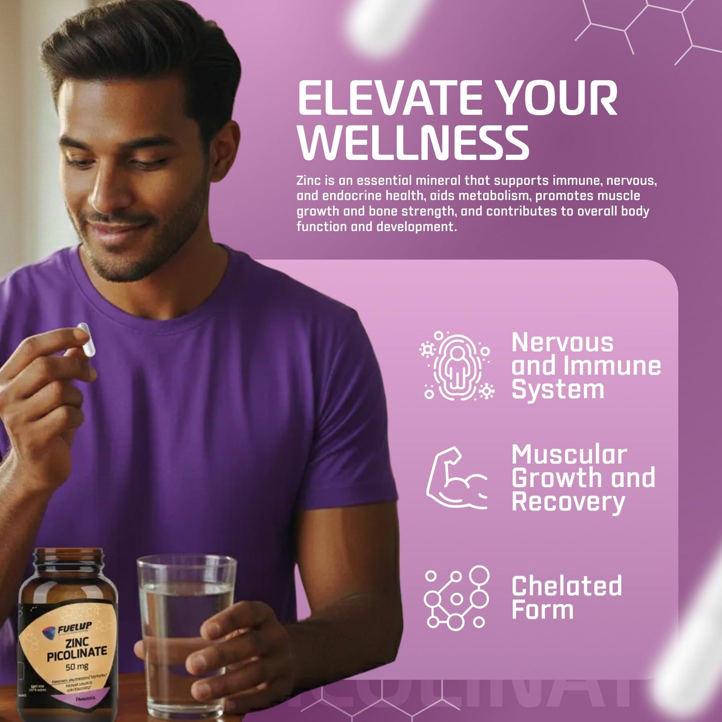 Fuelup Zinc Picolinate 50 mg Capsules 120 Count