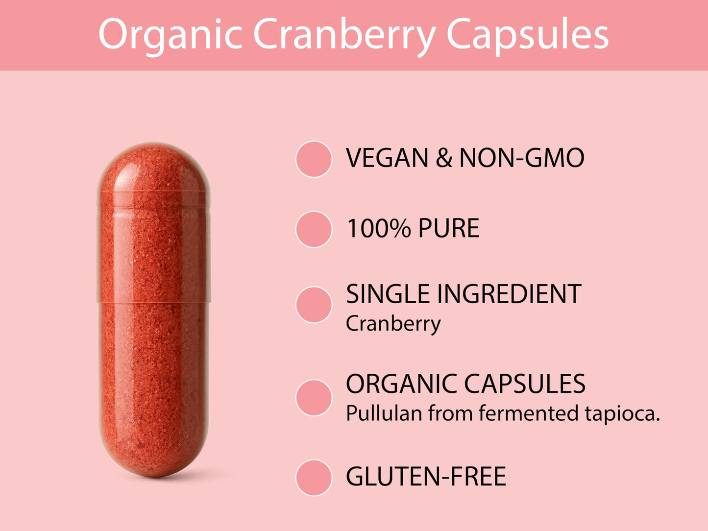 KOYAH Organic Cranberry, Freeze-Dried Capsules, 60 Count