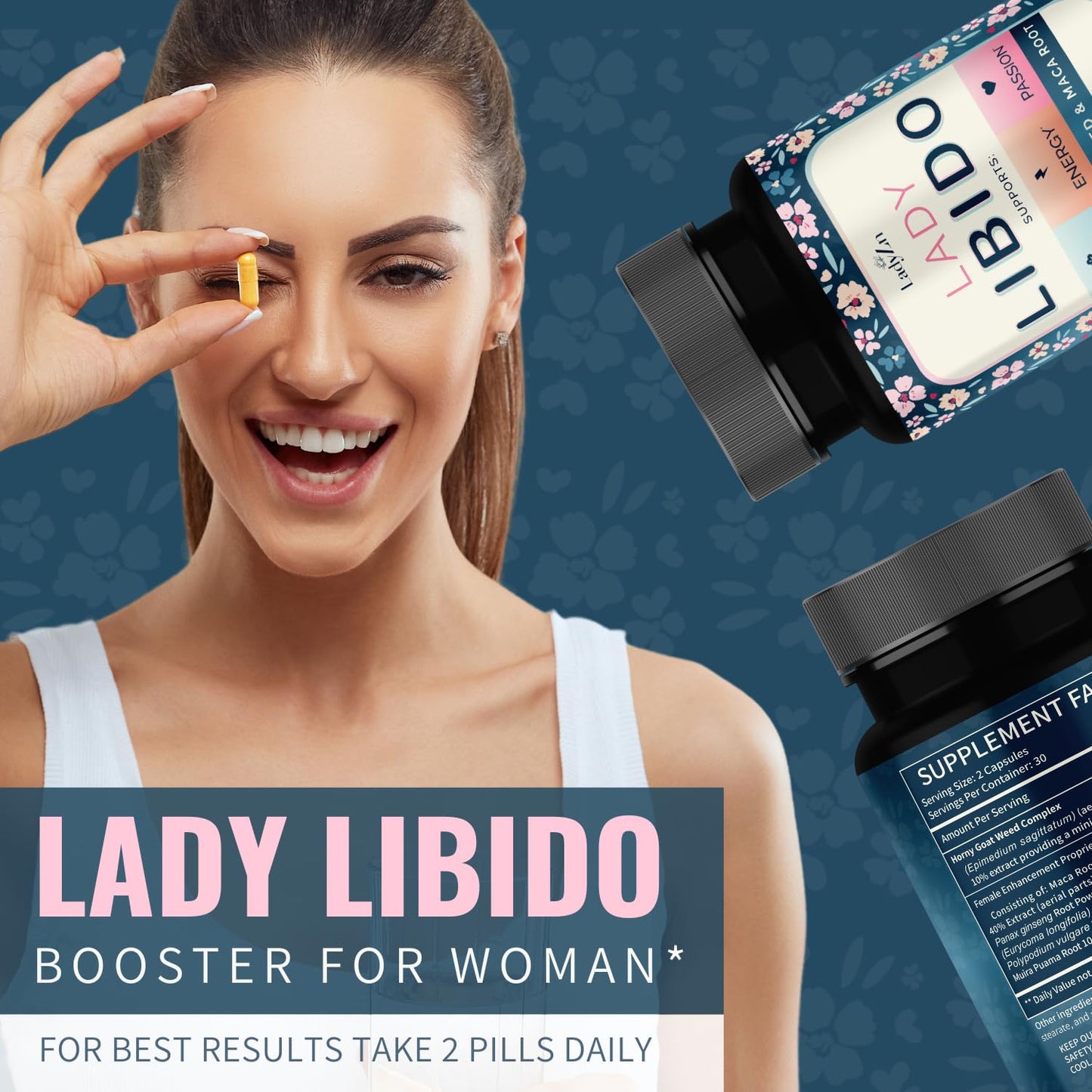 LadyZn Lady Libido Supplement for Women Capsules with Horny Goat Weed & Maca Root 60 Count