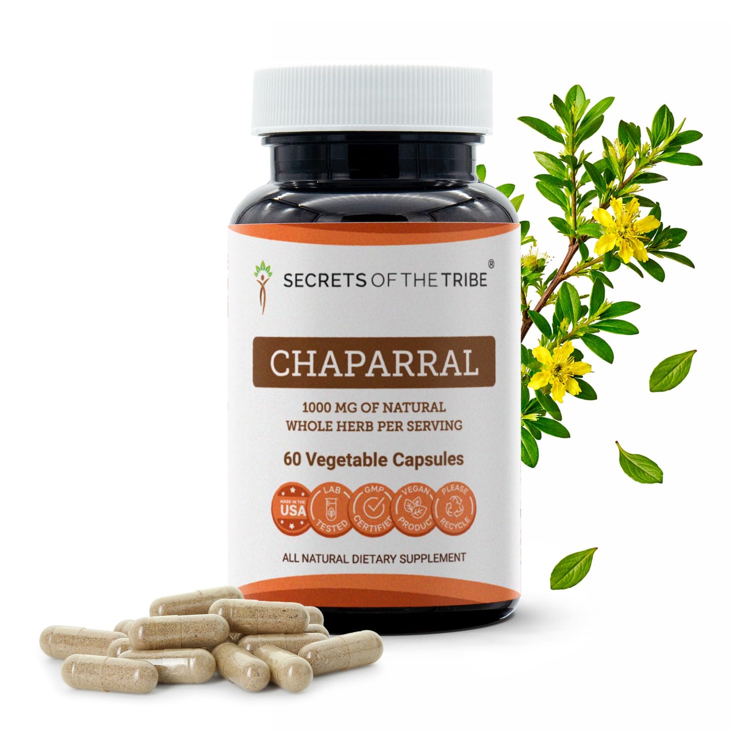 Secrets of the Tribe Chaparral 1000 mg Capsules, 60 Count