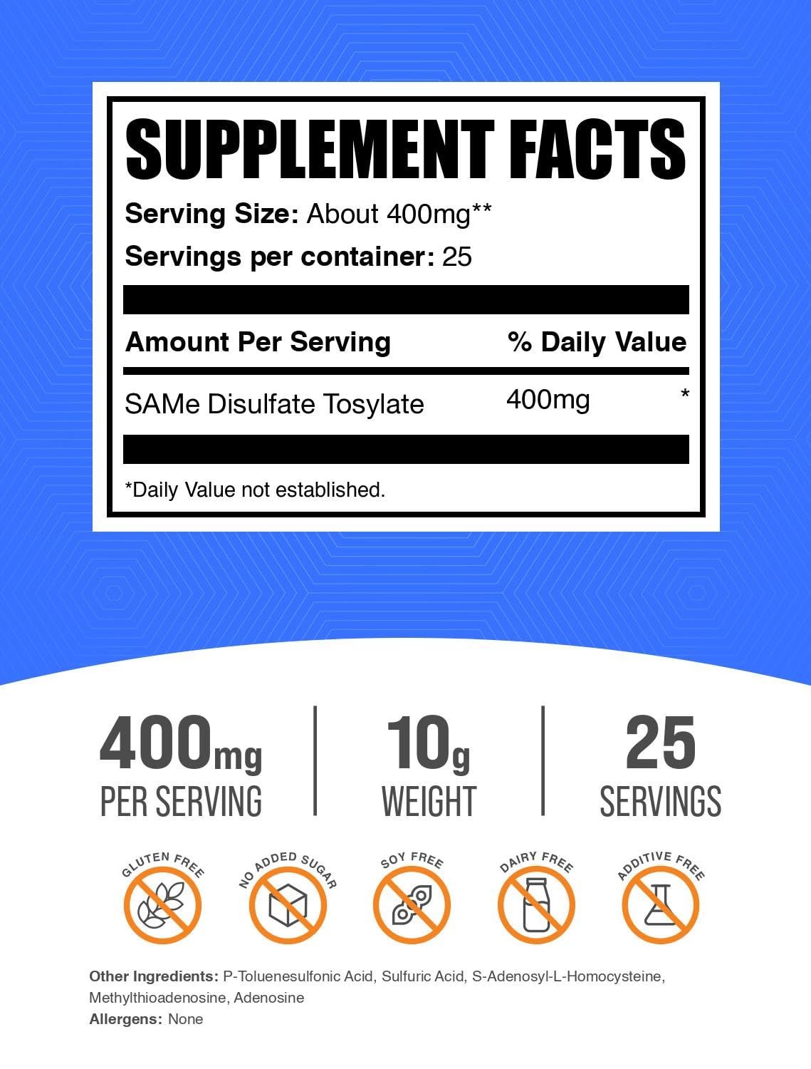 BulkSupplements S-Adenosyl-L-Methionine (SAM-e) Powder 0.35 oz