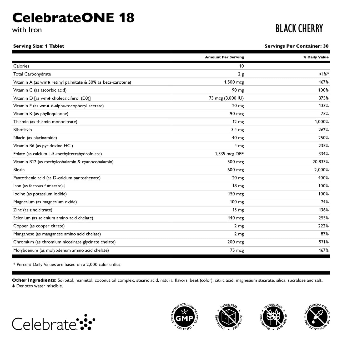 Celebrate Bariatric Supplements CelebrateONE 18 mg Iron Once Daily Bariatric Multivitamin, 90 Tablets