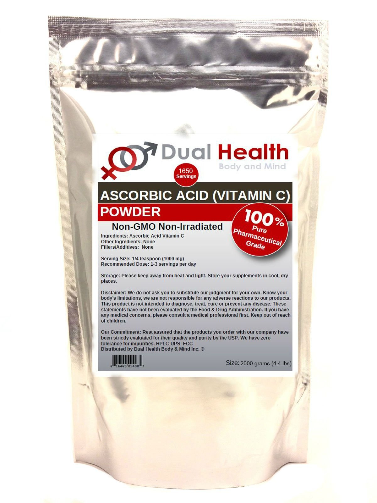 Dual Health Body & Mind Ascorbic Acid Vitamin C Powder 70.4 oz