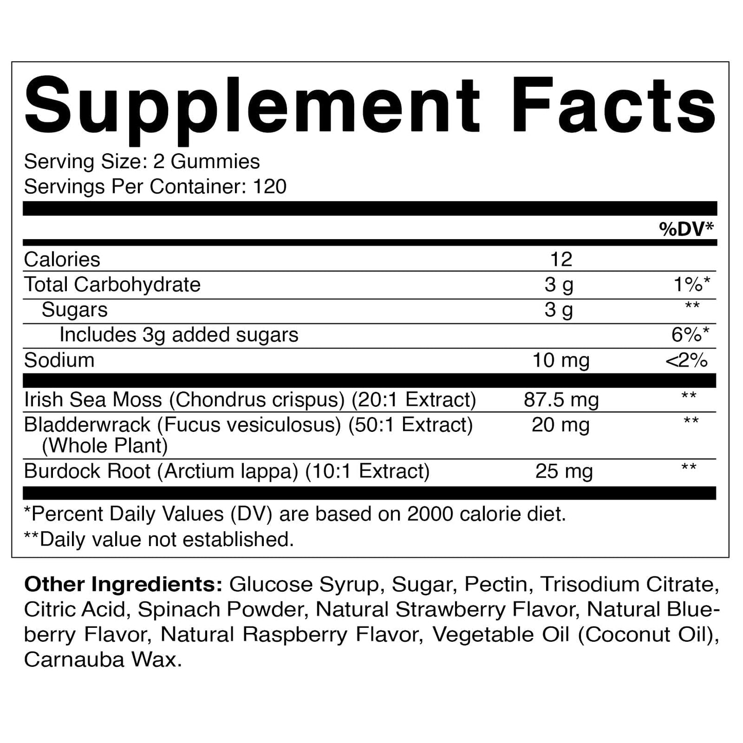Vitamatic Irish Sea Moss & Bladderwrack Gummies with Burdock Root – Plant-Based Extract – Vegan, Non-GMO, Gluten-Free – Botanical Supplement, 240 Gummies