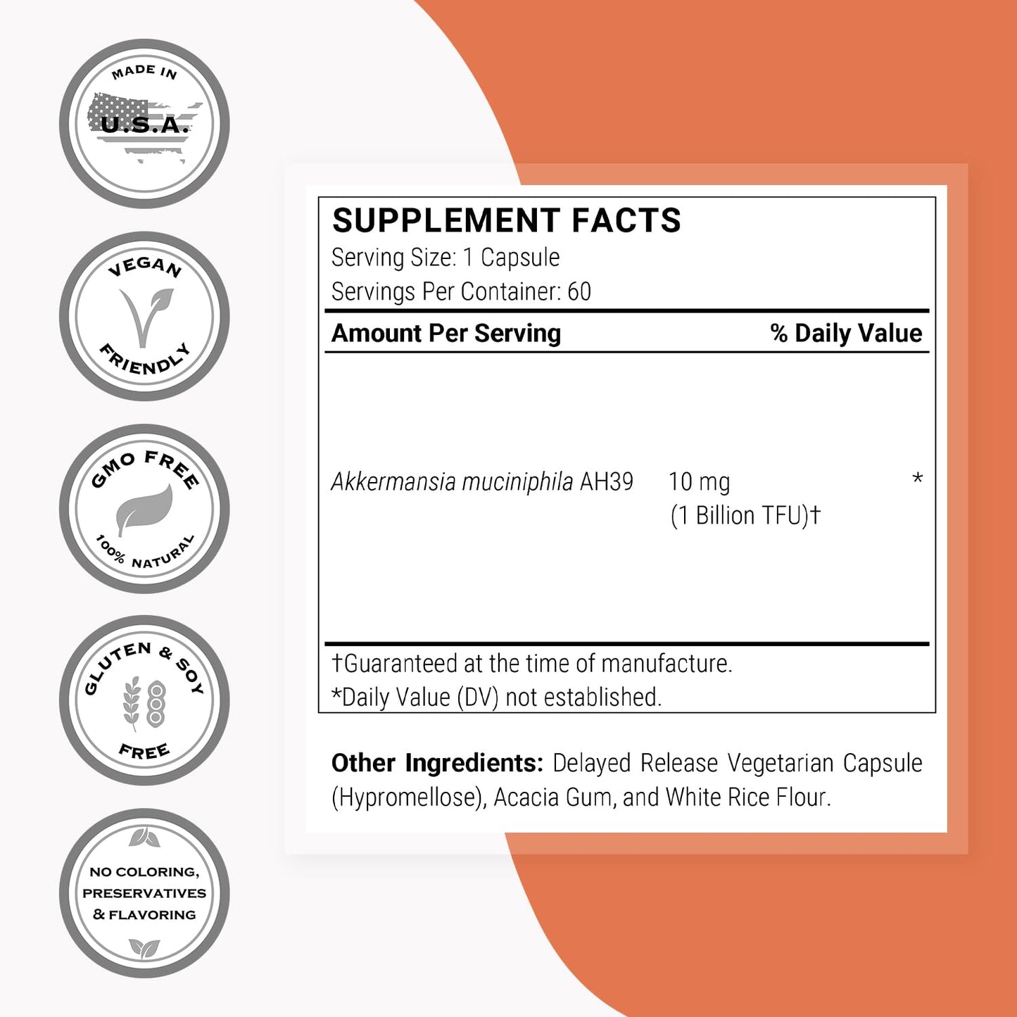 Supersmart Akkermansia Muciniphila 1 Billion TFU per Day Pasteurized Probiotic Capsule, 60 Count