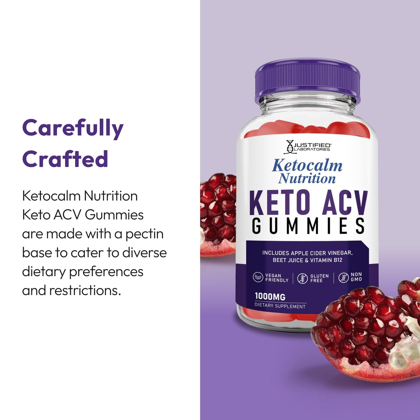 Justified Laboratories Ketocalm Nutrition Keto ACV Gummies (1000 mg), 120 Gummies