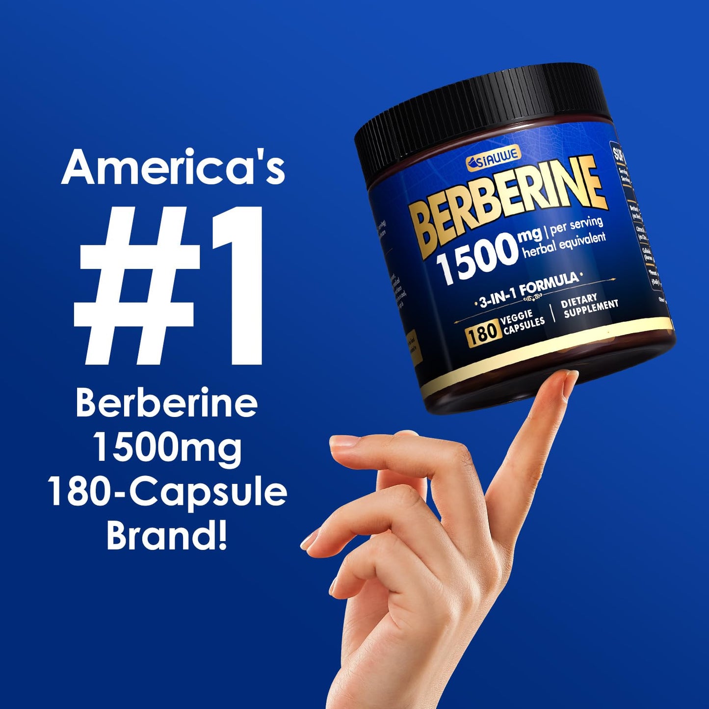 SIAUWE Berberine Supplement Capsules, 180 Count