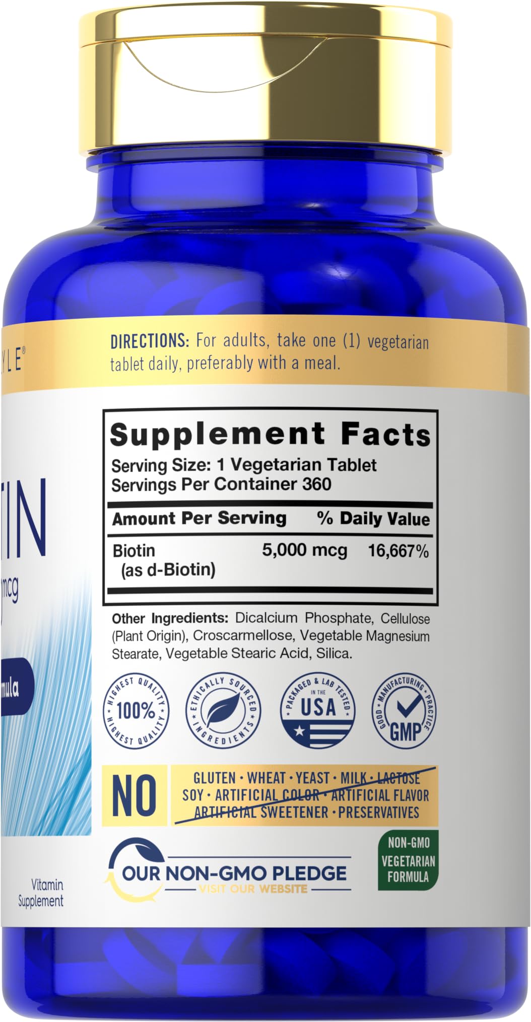 Carlyle Biotin 5000mcg for Hair, Skin, and Nails Tablets 360
