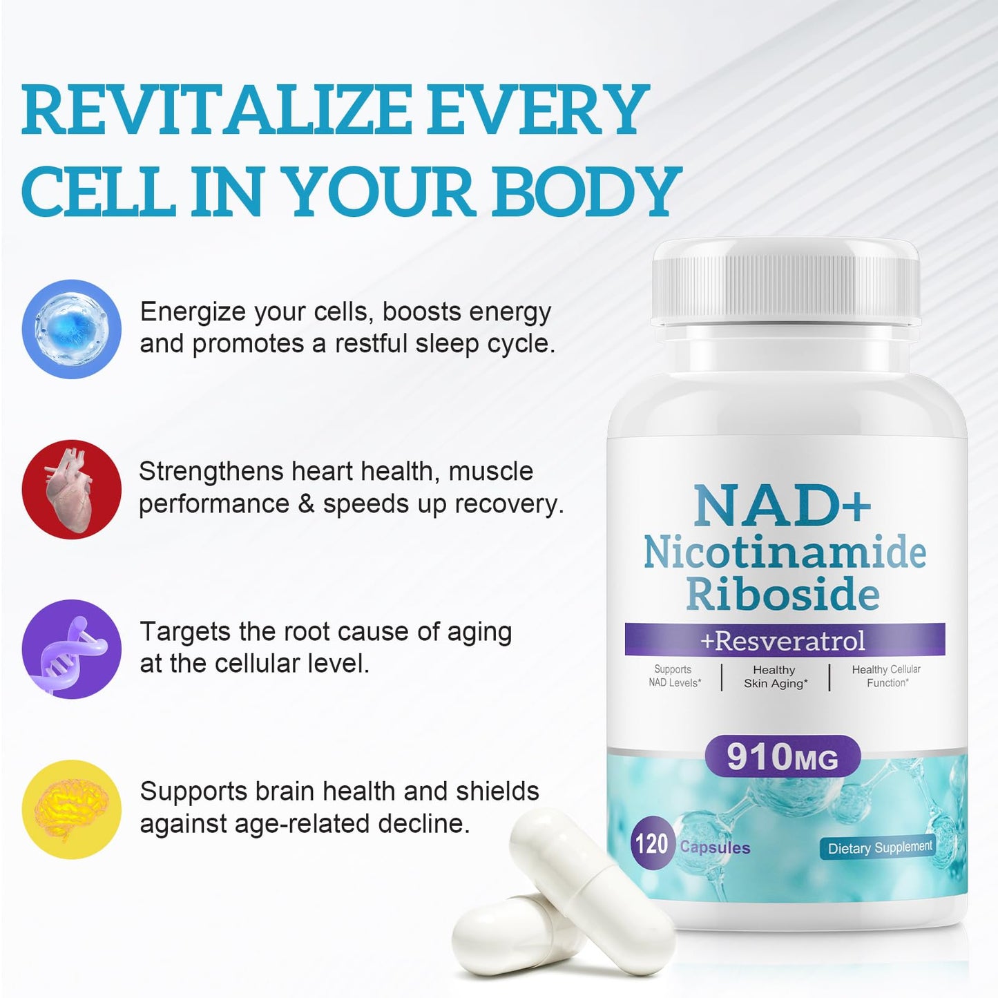 Ruduwu Liposomal NAD Resveratrol Supplement Capsule, 120 Capsules