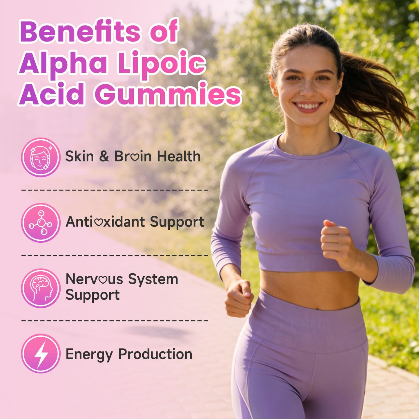 GGMMUU Alpha Lipoic Acid Gummies 600mg, High Absorption Chewable ALA Supplement, Raspberry Flavor, Vegan, Sugar Free, 60 Count