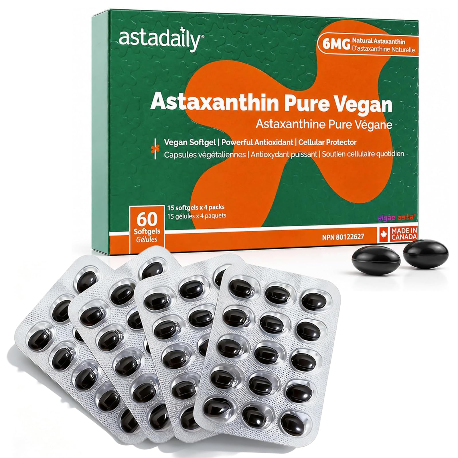 AstaDaily Astaxanthin Pure 6mg Softgels 60 Count