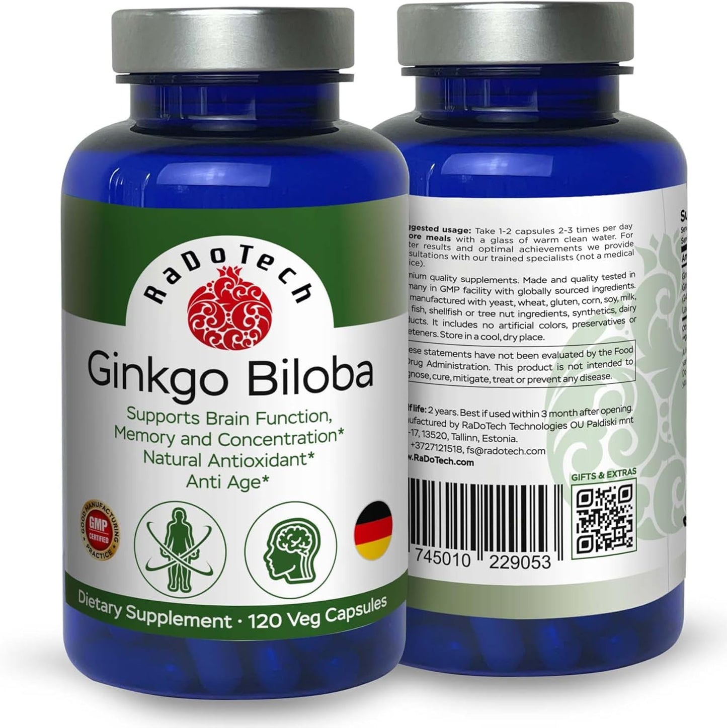 RaDoTech Ginkgo Biloba Support Brain Function Capsule 360 Capsules