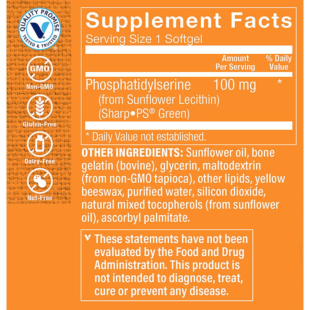 The Vitamin Shoppe Sunflower Phosphatidylserine 100 mg Softgel 30 Count