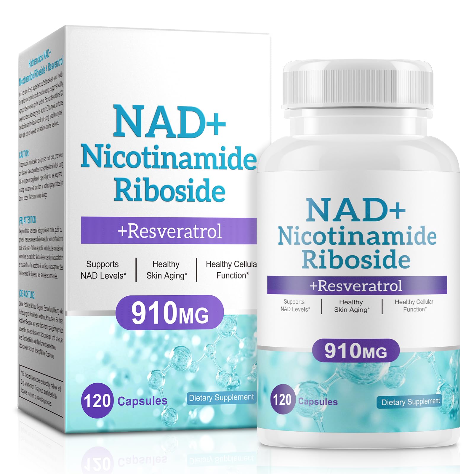 Daiasns NAD+ Liposomal Nicotinamide Riboside with Quercetin and Resveratrol, 910 mg, 120 Capsules